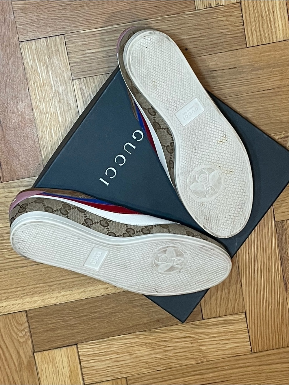 GUCCI Suede GG Supreme Monogram Web Women's Falacer Sneakers - Picture 8 of 10